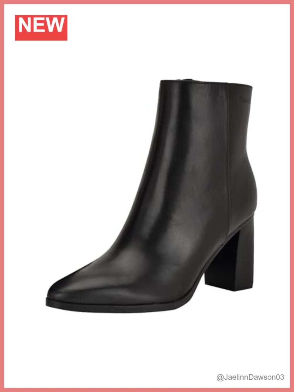 Calvin Klein Dezzi Women's Ankle Boots Block Heel Leather Zip